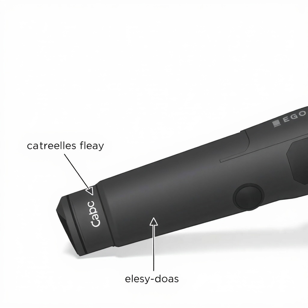 Simple illustration showing the Ego Power+ Select Cut handle with arrows pointing to the c