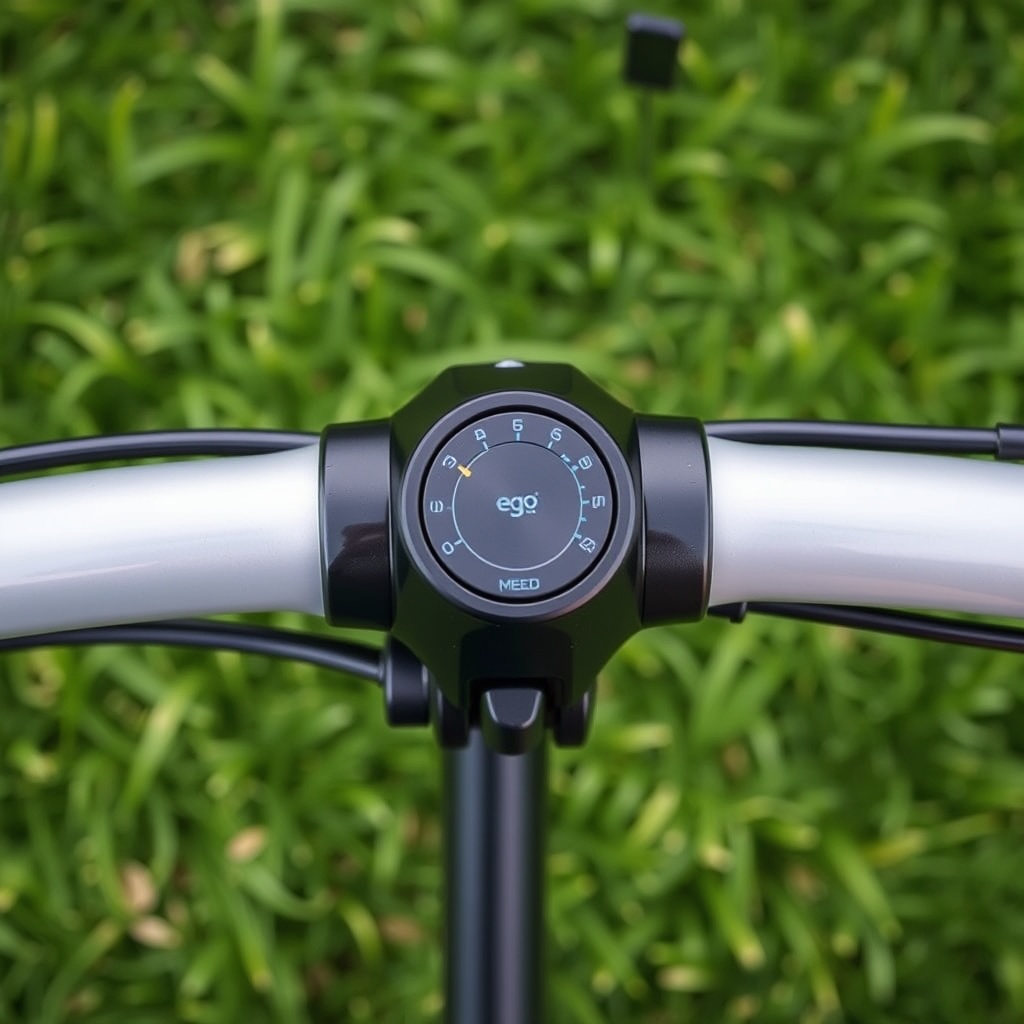 Close-up overhead shot of a clean Ego Power+ Select Cut handlebar showing the variable-spe