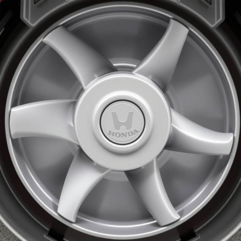 Close-up photo of the Honda HRX217 deck with four blades visible