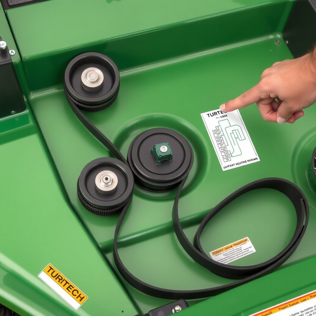 A clean photorealistic photo showing a TurfTech T-4600E mower deck