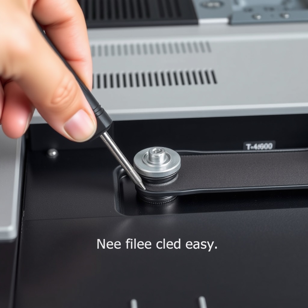 A clean photorealistic close-up photo of the T-4600E deck showing the belt correctly route