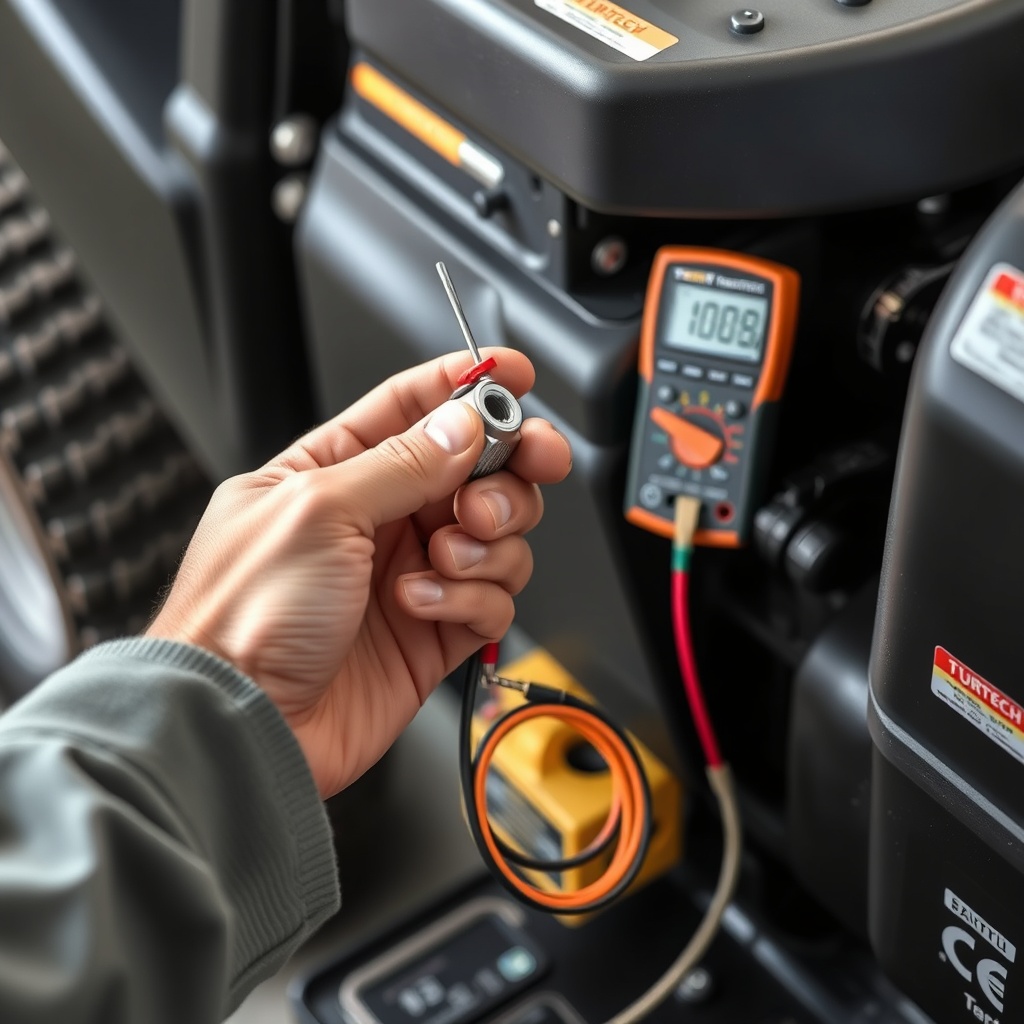 A clean photorealistic photo of a homeowner’s hands installing a new starter solenoid on a