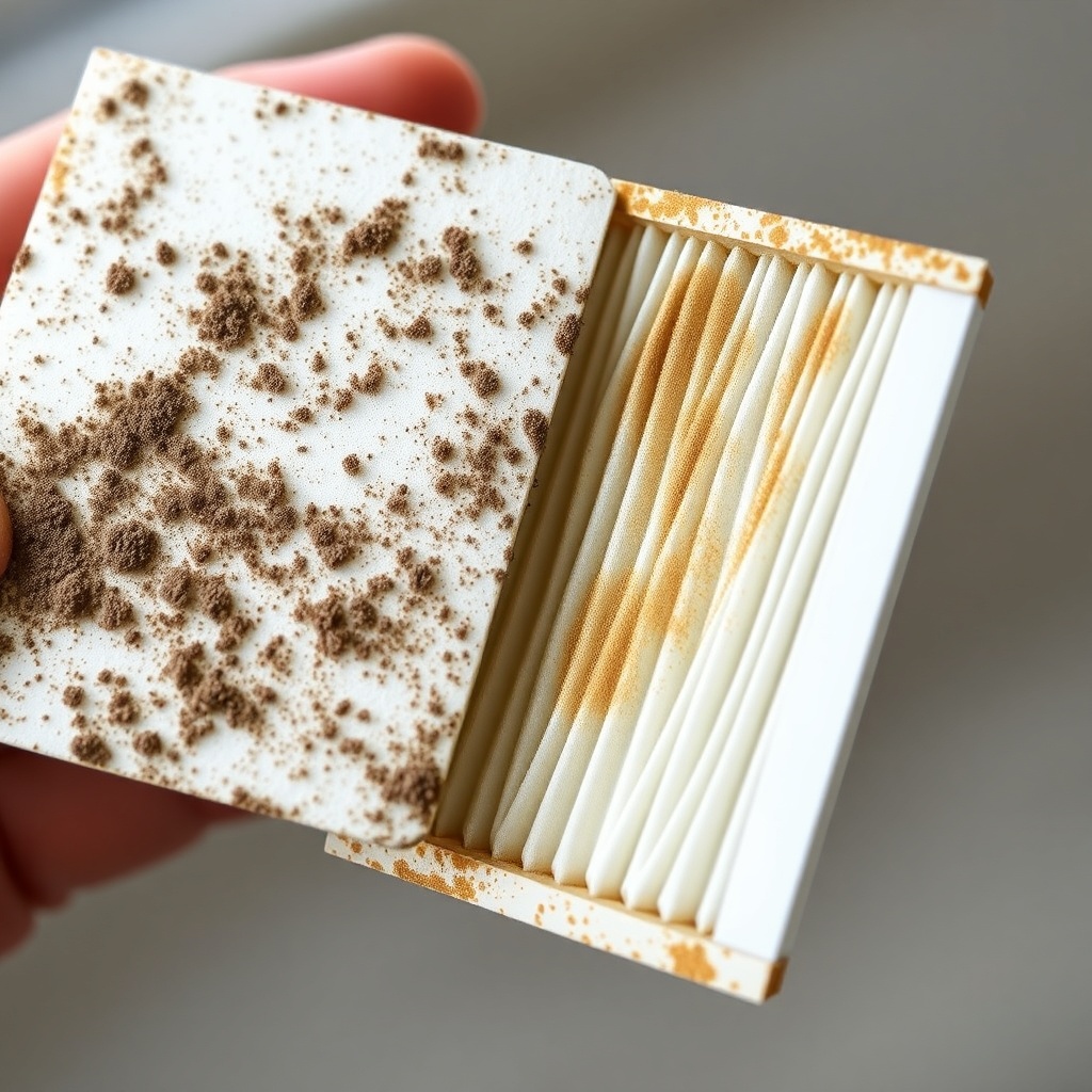 A photorealistic close-up shot of a TurfTech T-4600E paper filter showing dirt accumulatio