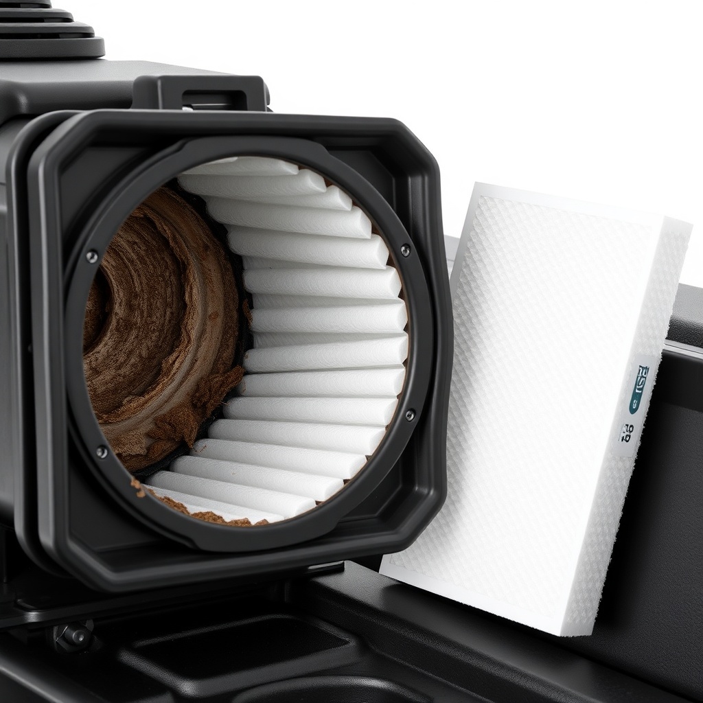 <clean photorealistic photo of a TurfTech T-4600E air filter housing open