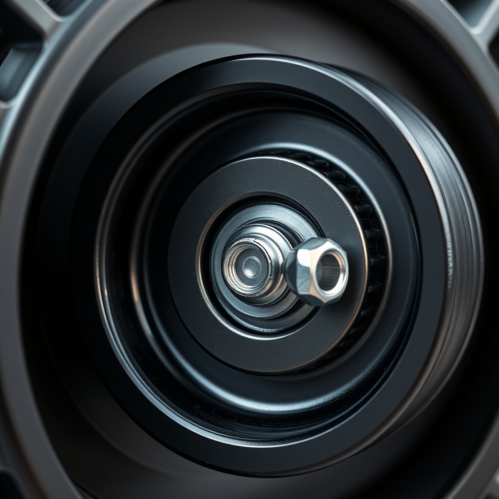 A photorealistic close-up of a clean tensioner pulley on the T-4600E