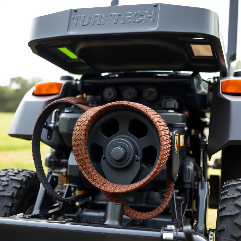 <clean photorealistic photo/illustration of a TurfTech T-4600E lawn tractor with the hood